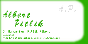 albert pitlik business card